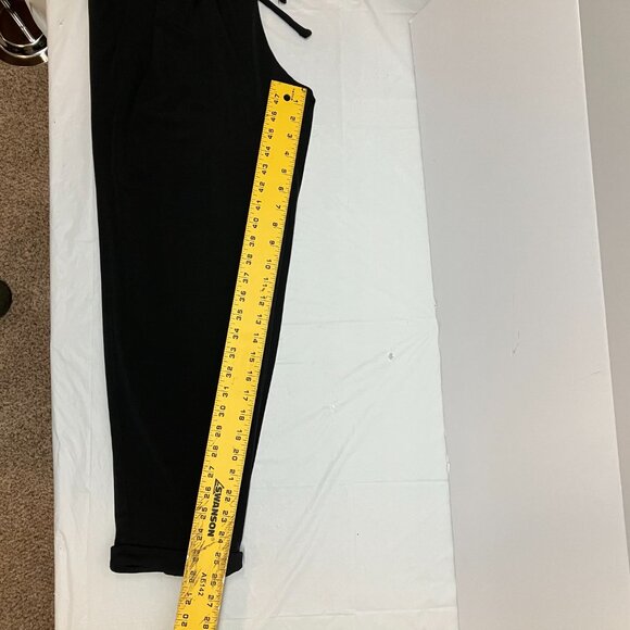 Colleen Lopez Black Dress Cuffed Elastic Waist Belt Tie Pants Slacks Size L - Picture 5 of 5